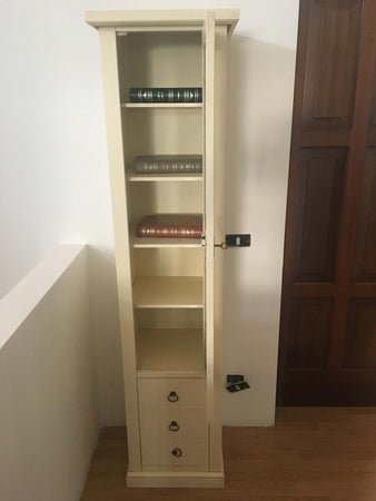 MOBILI-2G---VETRINA-LIBRERIA-1-PORTA-LEGNO-AVORIO-PATINATO-45X41X187