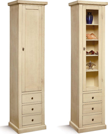 MOBILI-2G---VETRINA-LIBRERIA-1-PORTA-LEGNO-AVORIO-PATINATO-45X41X187