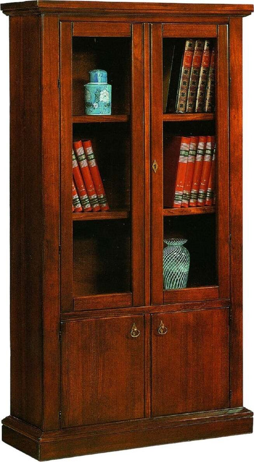 MOBILI-2G---VETRINA-LIBRERIA-2-PORTE-ARTE-POVERA-IN-LEGNO-TINTA-NOCE-105x40x185