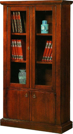 MOBILI-2G---VETRINA-LIBRERIA-2-PORTE-ARTE-POVERA-IN-LEGNO-TINTA-NOCE-105x40x185