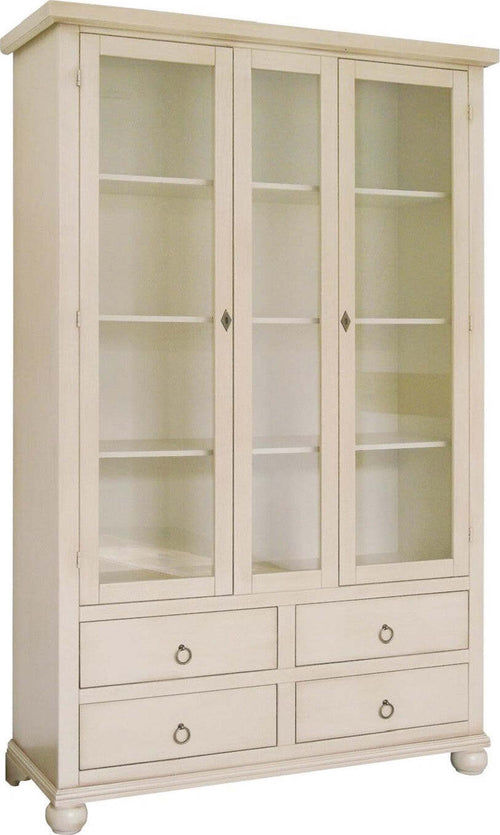 MOBILI-2G---VETRINA-LIBRERIA-CLASSICA-2-PORTE-LEGNO-AVORIO-118X40X190