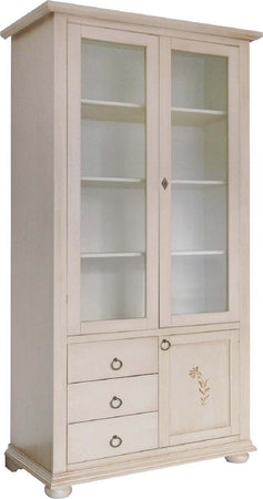 MOBILI-2G---VETRINA-LIBRERIA-CLASSICA-3-PORTE-3-LEGNO-AVORIO-90X41X189