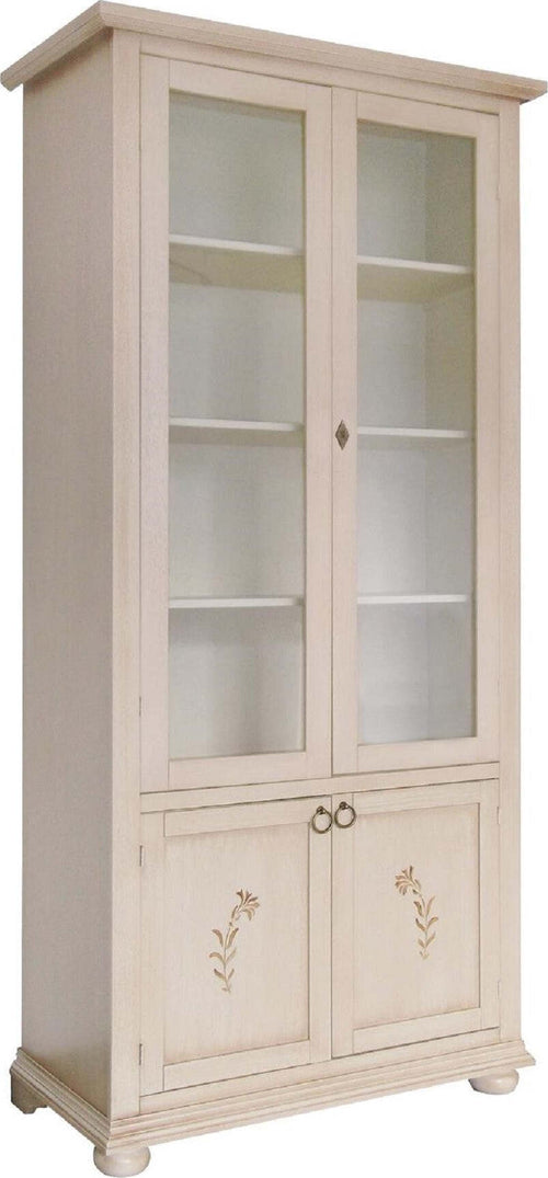 MOBILI-2G---VETRINA-LIBRERIA-CLASSICA-4-PORTE-AVORIO-L.90-P.41-H.189