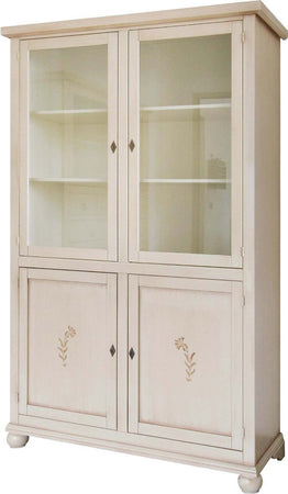 MOBILI-2G---VETRINA-LIBRERIA-CLASSICA-4-PORTE-LEGNO-AVORIO-L.118-P.40-H.190
