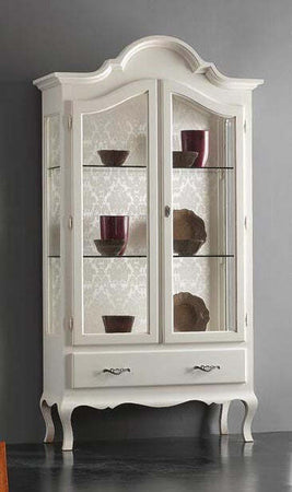 MOBILI-2G---VETRINA-SAGOMATA-CAPPELLO-GENDARME-GREZZA-LEGNO-104x45x196