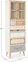 MOBILI-2G---VETRINA-SHABBY-2-ANTE-7-CASSETTI-IN-LEGNO-L.60-P.35-H.183