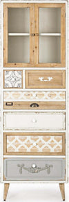 MOBILI-2G---VETRINA-SHABBY-2-ANTE-7-CASSETTI-IN-LEGNO-L.60-P.35-H.183
