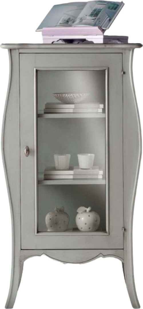 MOBILI-2G---VETRINA-SHABBY-BOMBATA-1-PORTA-LEGNO-GRIGIO-L.71-P.48-H.134