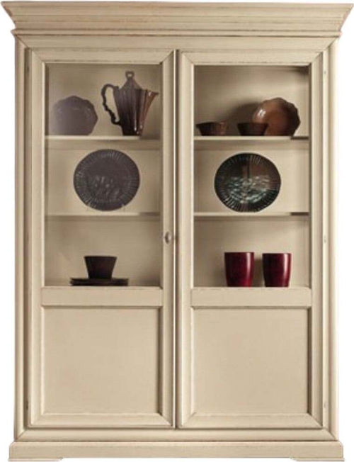 MOBILI-2G---VETRINA-SHABBY-IN-LEGNO-2-PORTE-SMONTABILE-AVORIO-L.145-P.50-H.215