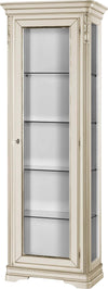 MOBILI-2G---VETRINA-SHABBY-IN-LEGNO-MASSELLO-1-PORTA-LACCATO-AVORIO/ARGENTO-L.74-P.43-H.215