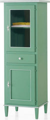 MOBILI-2G---VETRINETTA-2-PORTE-1-CASSETTO-LACCATO-VERDE-CON-PROFILI-BIANCHI-MISURE-L.54-P.45-H.150