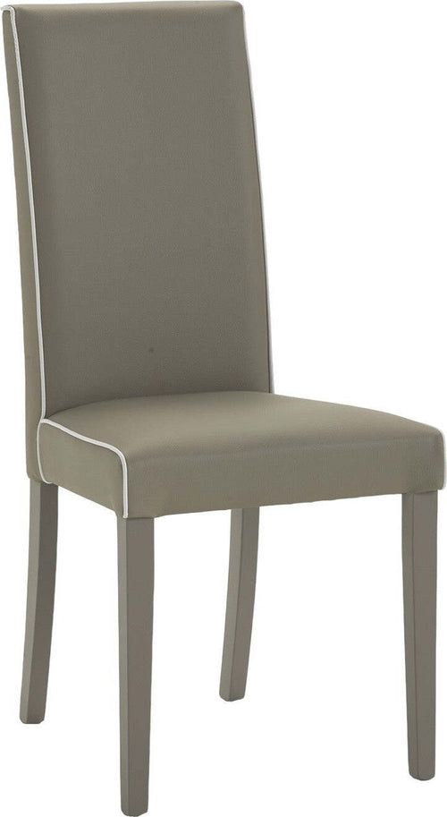 MOBILI-2G--Set-2-Sedie-imbottite-tortora-ecopelle-filo-bianco