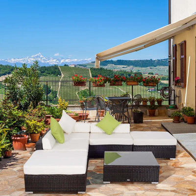 Mobili-da-Giardino-in-Rattan-PE-con-Divano-Angolare-e-Pouf-con-Cuscini-telaio-Set-da-18-Pezzi,-Marrone--100110-027BN