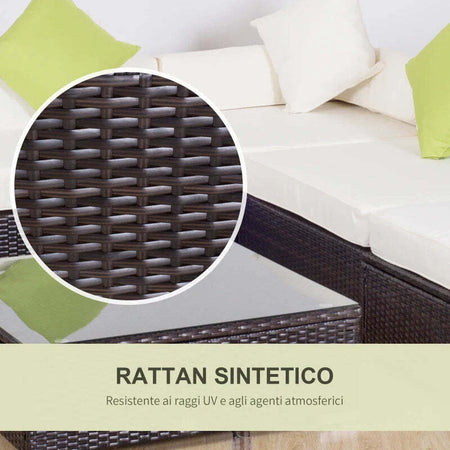 Mobili-da-Giardino-in-Rattan-PE-con-Divano-Angolare-e-Pouf-con-Cuscini-telaio-Set-da-18-Pezzi,-Marrone--100110-027BN