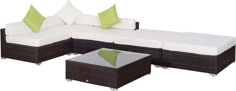 Mobili-da-Giardino-in-Rattan-PE-con-Divano-Angolare-e-Pouf-con-Cuscini-telaio-Set-da-18-Pezzi,-Marrone--100110-027BN