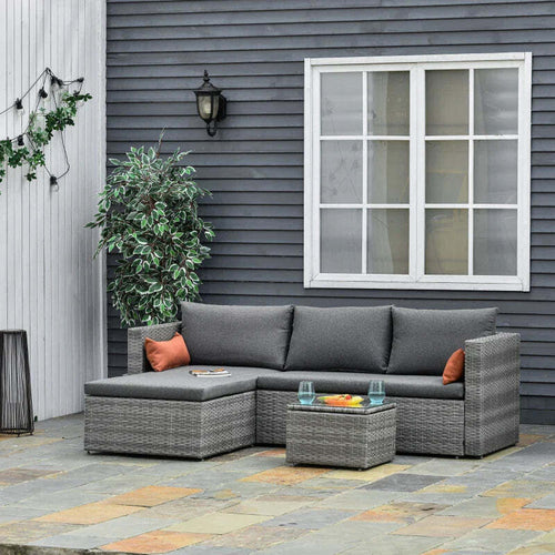Mobili-da-Giardino-Set-3-Pezzi-in-Rattan-PE-con-2-Divani-e-Tavolino-da-Caffè,-Grigio-860-175GY