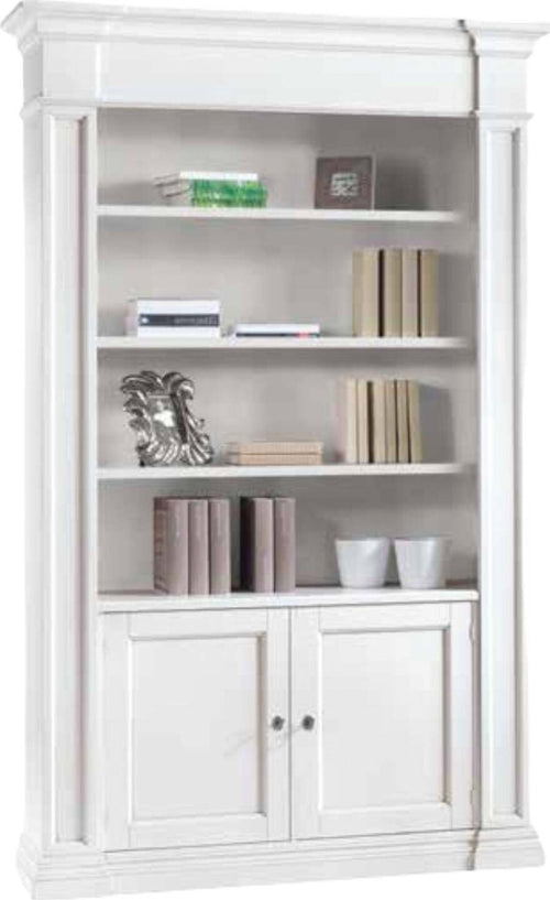 MOBILI2G---Libreria-classica-2-porte-in-legno-bianca-140x40x220