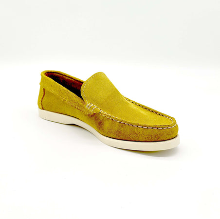 Mocassini Uomo In Camoscio Suola In Cuoio Mocassino Scamosciato