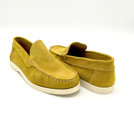 Mocassini Uomo In Camoscio Suola In Cuoio Mocassino Scamosciato