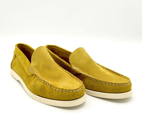 Mocassini Uomo In Camoscio Suola In Cuoio Mocassino Scamosciato