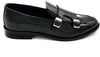 Mocassino da Uomo Doppia fibbia elegante in pelle nera lucida abrasivata Auro York