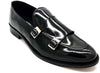 Mocassino da Uomo Doppia fibbia elegante in pelle nera lucida abrasivata Auro York