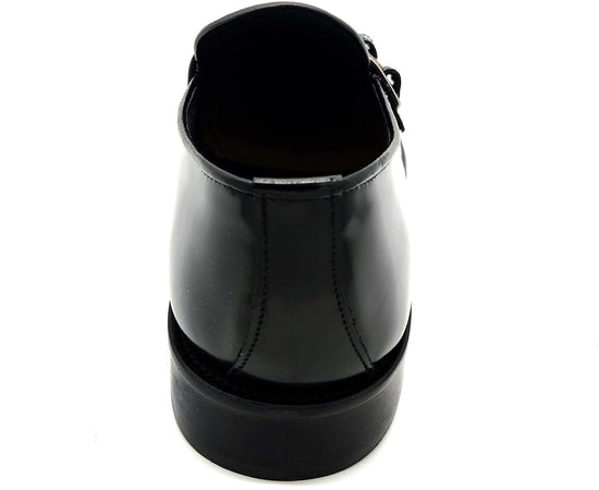 Mocassino da Uomo Doppia fibbia elegante in pelle nera lucida abrasivata Auro York