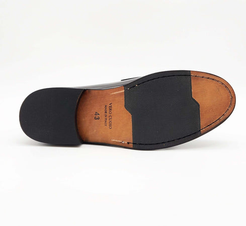 Mocassino da Uomo Doppia fibbia elegante in pelle nera lucida abrasivata Auro York