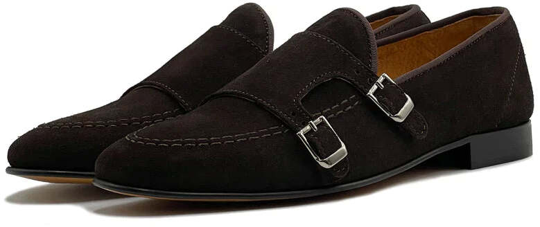 Mocassino doppia fibbia in camoscio - Auro Chamois