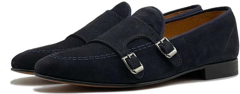 Mocassino doppia fibbia in camoscio - Auro Chamois