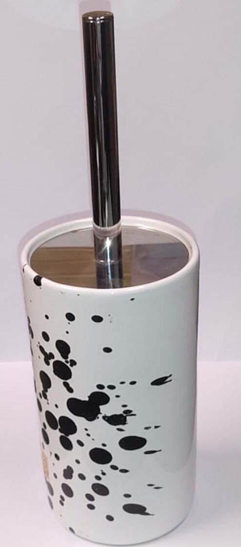 MOD-DESIGN---SCOPINO-PER-WC-IN-CERAMICA-E-ACCIAIO-CROMATO---BIANCO-CON-MACCHIE-NERE