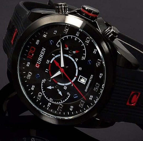 Moda-Curren-8166-Da-Uomini-Analogico-Tondo-In-Silicone-Orologio-Di-Lusso