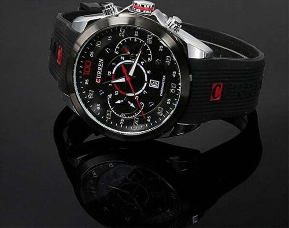Moda-Curren-8166-Da-Uomini-Analogico-Tondo-In-Silicone-Orologio-Di-Lusso