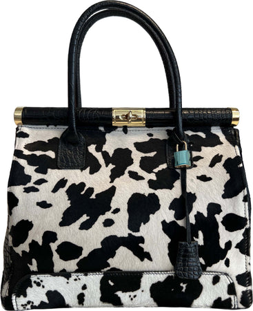 Modarno-Borsa-a-mano-In-Vera-Pelle-Cocco-+-Vero-Pelo-di-Cavallino-modello-FIRENZE