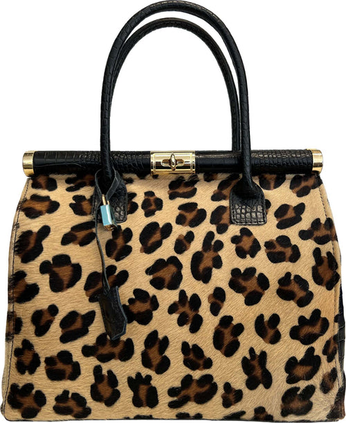 Modarno-Borsa-a-mano-In-Vera-Pelle-Cocco-+-Vero-Pelo-di-Cavallino-modello-FIRENZE
