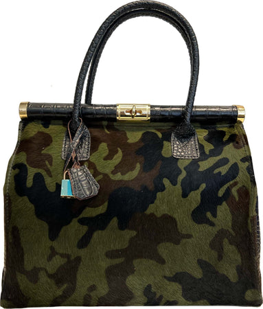 Modarno-Borsa-a-mano-In-Vera-Pelle-Cocco-+-Vero-Pelo-di-Cavallino-modello-FIRENZE