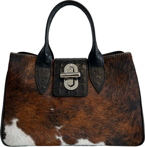 Modarno-Borsa-a-mano-in-vera-pelle-con-stampa-coccodrillo-e-cavallino-35x18x24-cm