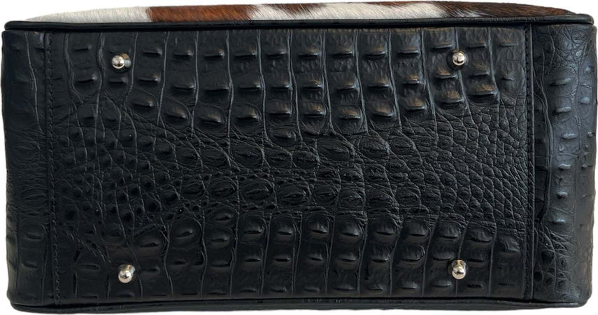 Modarno-Borsa-a-mano-in-vera-pelle-con-stampa-coccodrillo-e-cavallino-35x18x24-cm