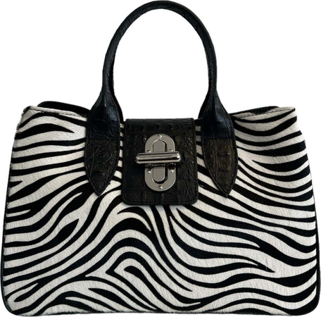 Modarno-Borsa-a-mano-in-vera-pelle-con-stampa-coccodrillo-e-cavallino-35x18x24-cm