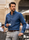 Camicia uomo Borriello -  Collo button down - denim
