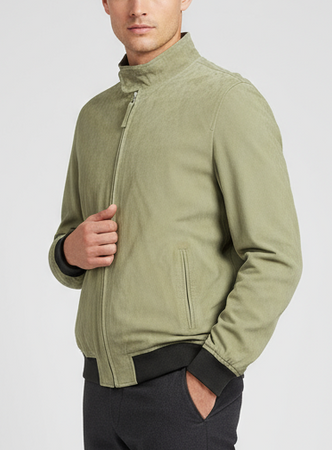 Giubbino in pelle uomo - Minoronzoni 1953 - pelle scamosciata verde