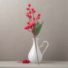 Rametto decorativo natalizio con bacche rosse e foglie decorazioni ambienti h 30 cm