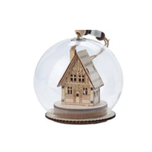 Sfera di vetro con scena Led decorazione natalizia h 10 cm