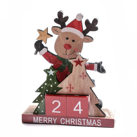 Calendario perpetuo per avvento in legno per decorazioni natalizie