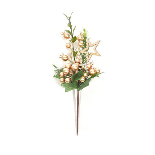 Rametto decorativo natalizio color oro per decorazioni natalizie h 26,5 cm