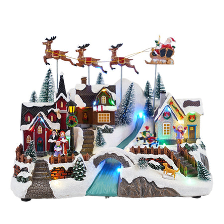 Scena animata per villaggio di Natale con Led e musica decorazione da interno