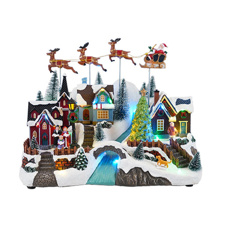 Scena animata per villaggio di Natale con Led e musica decorazione da interno