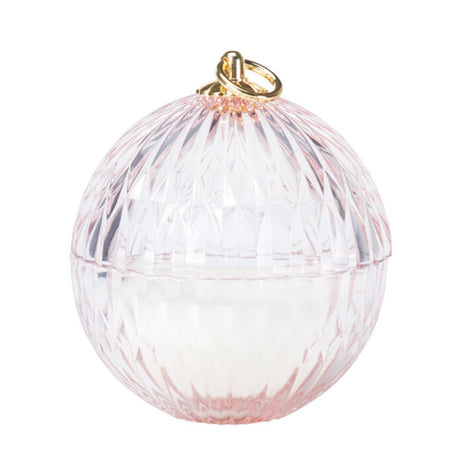 Sfera in vetro con candela con gancio dorato per decorazioni natalizie