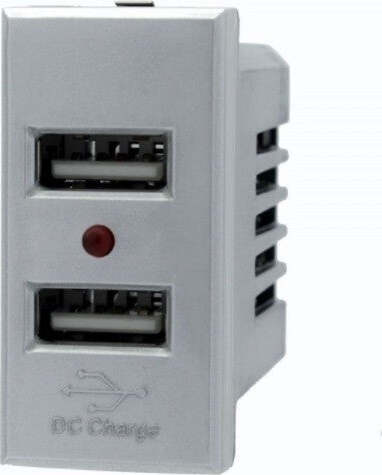 Modulo-Presa-Caricatore-Usbx2-5v-2,1a-Grigio-Silver-Compatibile-Bticino-Axolute