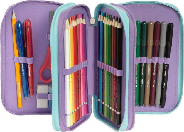 Mofu-Mofu-Unicorn---Astuccio-Triplo-Completo,-3-Scomparti,-45-Accessori-Scuola-Elementare,-20cm